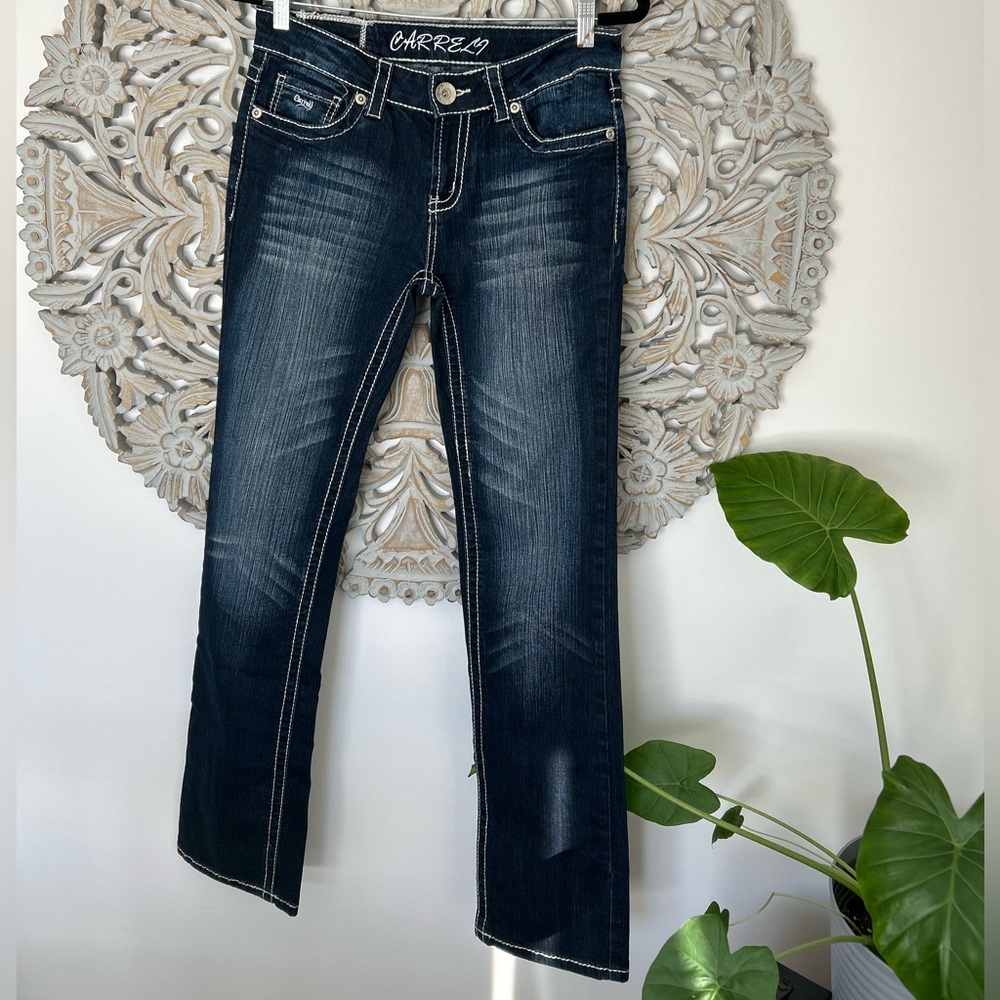 Vintage Carreli Dark Wash Boot-Cut Jeans Mid-Rise - Size 30